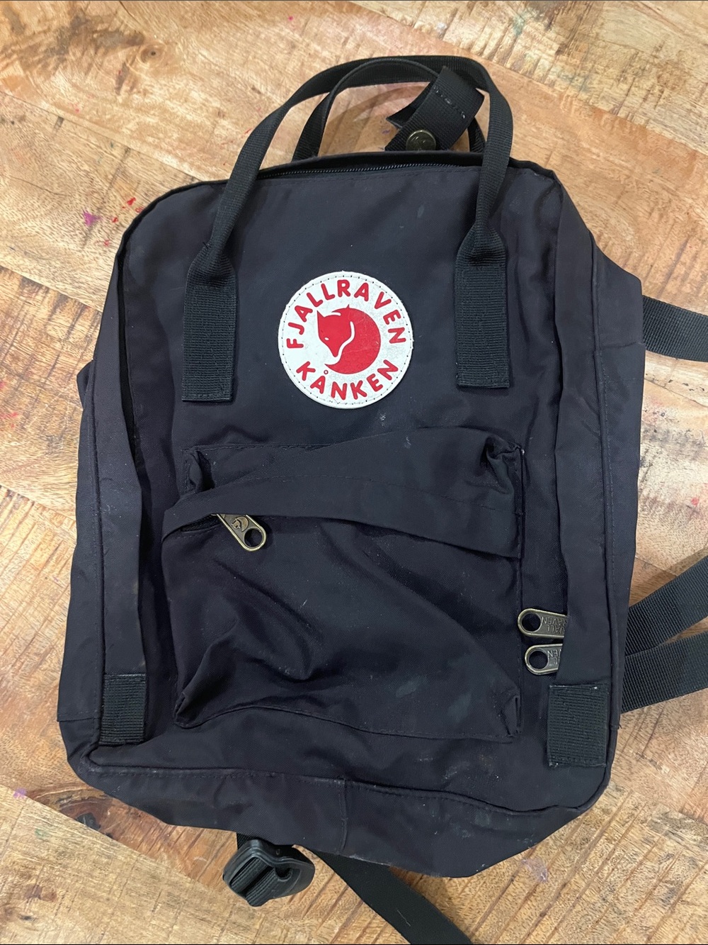 Fjallraven Kanken Backpack in Black with Red Logo